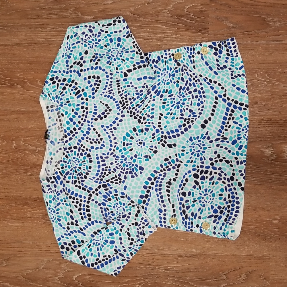 (SP) Talbots Petites 100% Cotton Colorful Geometric Print Comfy Casual